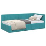 vidaXL Cadre de lit d'angle Turquoise 90 cm x 190 cm Velours