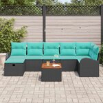 vidaXL Ensemble de canapé de jardin avec coussin 8 Pièces Noir Poly rotin