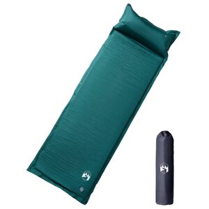vidaXL Matelas de camping autogonflant avec oreiller 1 personne vert