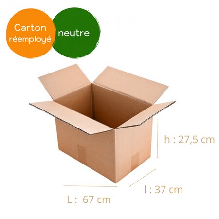 Lot de 25 cartons de déménagement 68 x 37 x 27.5 simple cannelure (x25)