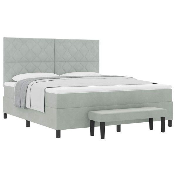 vidaXL Lit à ressorts avec matelas Gris clair 180 x 200 cm Velours