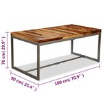 vidaXL Table à manger Bois massif et acier 180 cm