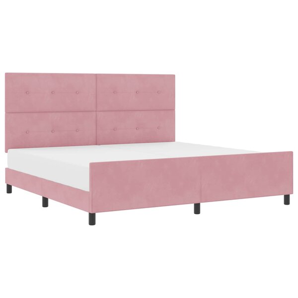 vidaXL Lit à ressorts avec tête de lit Rose 200 x 200 cm Velours
