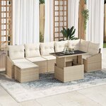 vidaXL Ensemble de canapé de jardin avec coussin 8 Pièces Beige  Crème