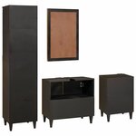 vidaXL Ensembles de mobilier de salle de bain 4 Pièces Noir et or