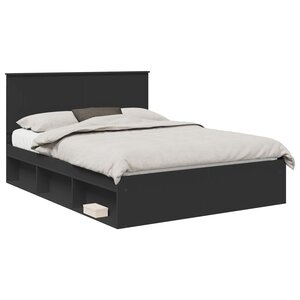 vidaXL Cadre de lit Noir 150 x 200 cm Bois de pin massif
