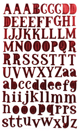 Stickers alphabet textile Rouge 2 cm 88 pièces