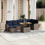 vidaXL Salon de jardin 8 Pièces avec coussins gris résine tressée
