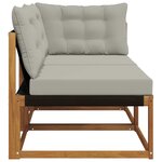 vidaXL Canapé d’extérieur milieu et coin avec coussin 2 Pièce Naturel