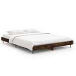 vidaXL Cadre de lit sans matelas chêne fumé 135x190 cm bois ingénierie