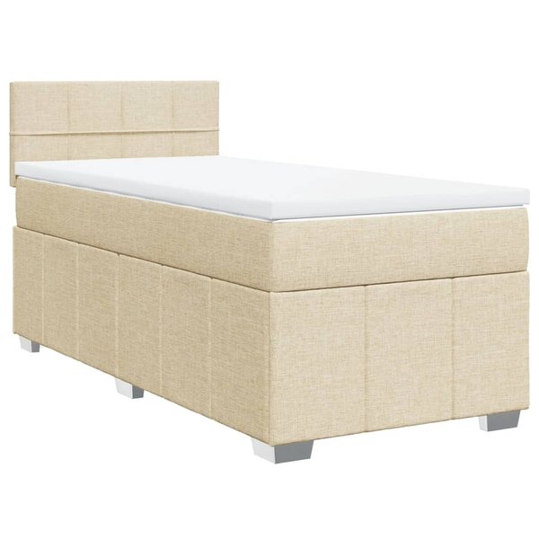 vidaXL Sommier à lattes de lit avec matelas Crème 90x200 cm Tissu