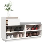 vidaXL Armoire à chaussures Blanc 110x34x61 cm Bois de pin massif