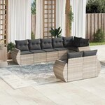 vidaXL Salon de jardin 8 Pièces avec coussins gris clair résine tressée