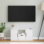 vidaXL Meuble TV avec tiroir ODDA blanc 79x24x40 cm bois massif pin