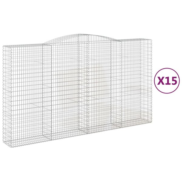 vidaXL Paniers à gabions arqués 15 Pièces 400x50x220/240 cm Fer galvanisé