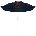 vidaXL Parasol à deux étages avec mât en bois bleu 270 cm
