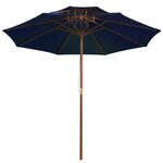 vidaXL Parasol double avec mât en bois Bleu 270 cm