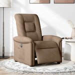 vidaXL Fauteuil inclinable électrique Marron Tissu