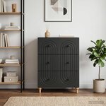 vidaXL Armoire à tiroirs Noir 66 x 34 5 x 90 cm Bois d'ingénierie