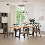 vidaXL Table à manger avec bord naturel 220x100x74cm bois massif chêne