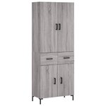 vidaXL Buffet haut Sonoma gris 69 5x34x180 cm Bois d'ingénierie