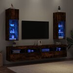 vidaXL Meubles TV avec lumières LED 2 Pièces chêne fumé 30 5x30x90 cm