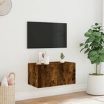 vidaXL Meuble TV mural avec lumières LED chêne fumé 60x35x31 cm