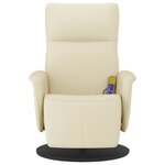 vidaXL Fauteuil inclinable de massage et repose-pieds crème similicuir