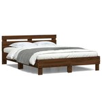 vidaXL Cadre de lit avec LED sans matelas chêne marron 140x200 cm