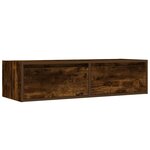 vidaXL Meuble TV avec lumières LED chêne fumé 100X35 5x25 cm