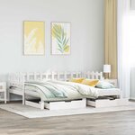 vidaXL Lit de jour avec gigogne et tiroirs sans matelas blanc 90x200cm