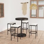 vidaXL Ensemble de bar de jardin 5 Pièces et coussins Résine tressée Noir