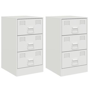 vidaXL Tables de chevet 2 Pièces blanc 34 5x39x62 cm acier
