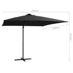 vidaXL Parasol déporté avec LED et mât en acier 250x250 cm Noir