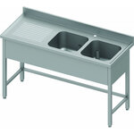 Plonge inox avec renfort - double cuve à droite ou gauche - gamme 600 - stalgast -  - acier inoxydable1900x600 1500x600x900mm