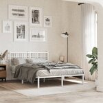 vidaXL Cadre de lit métal sans matelas et tête de lit blanc 135x190 cm