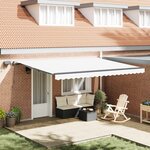 vidaXL Auvent Rétractable Blanc 450 ×300 cm tissu
