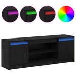 vidaXL Meuble TV avec LED en chêne noir  139 5x34x50 cm  en bois d'ingénierie