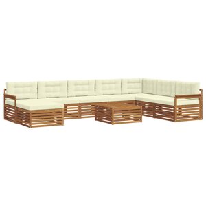 vidaXL Ensemble de canapés d'extérieur 9 Pièces Naturel et Crème