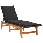 vidaXL Chaise longue avec coussin Résine tressée/bois massif d'acacia