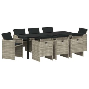vidaXL Ensemble de salle à manger pour jardin 9 pc Gris clair