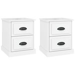 vidaXL Tables de chevet 2 Pièces blanc brillant 39x39x47 5 cm