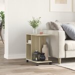 vidaXL Table d'appoint avec roues chêne sonoma bois d'ingénierie