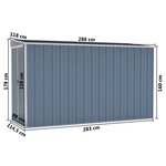 vidaXL Abri de jardin mural Gris 118x288x178 cm Acier galvanisé