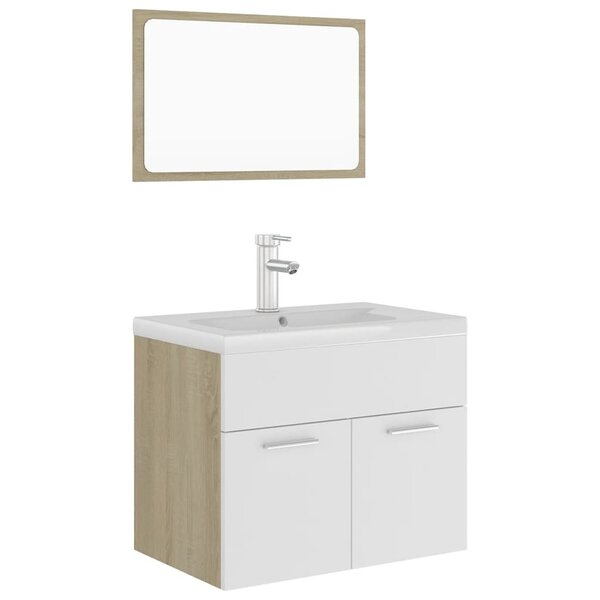 vidaXL Ensemble de meubles de bain Blanc et chêne sonoma Aggloméré