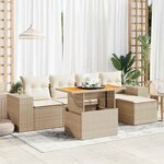 vidaXL Salon de jardin avec coussins 6 Pièces beige résine tressée