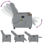vidaXL Fauteuil de massage inclinable électrique gris clair tissu