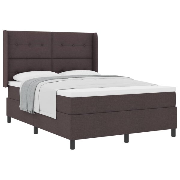 vidaXL Lit à ressorts avec matelas Marron foncé 190 x 140 cm tissu