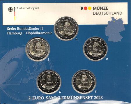 Monnaie 2 euros allemagne 2023 coincard bu - hambourg  les 5 ateliers