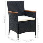 vidaXL Ensemble à manger d'extérieur 9Pièces coussins résine tressée noir